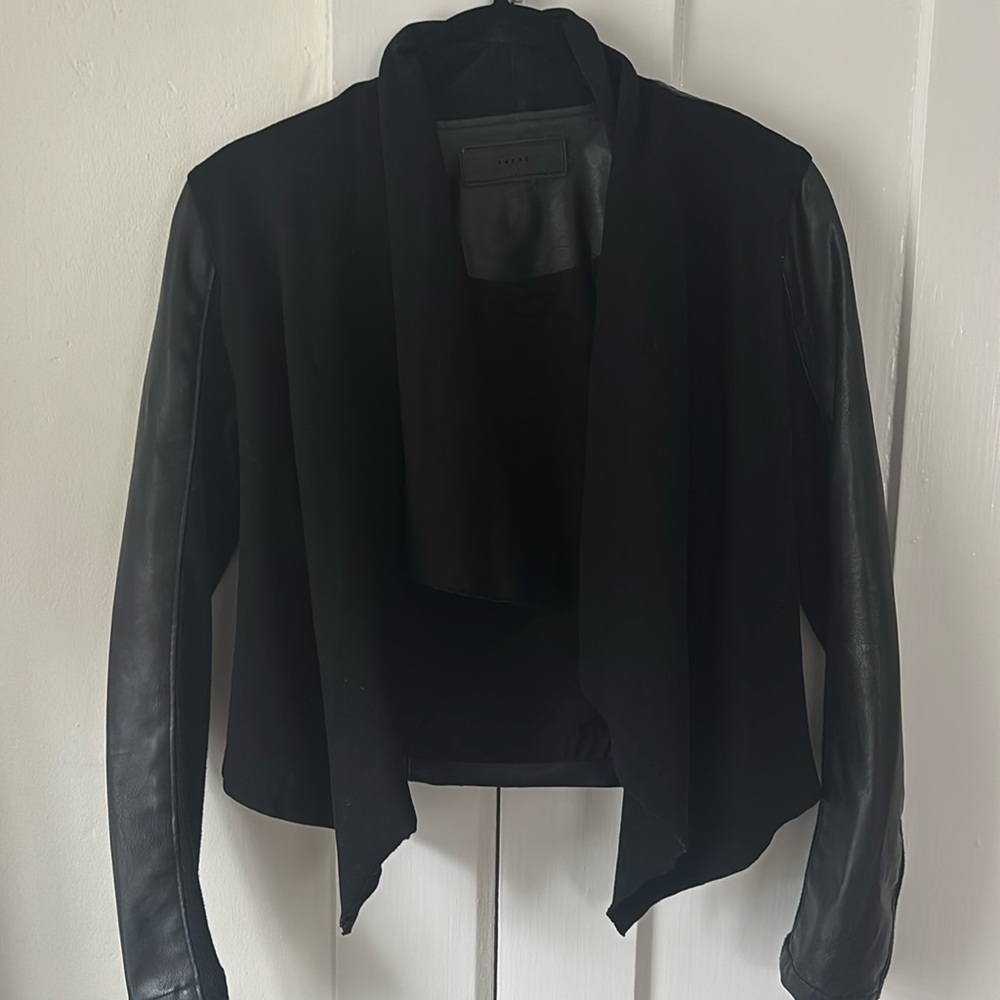 Blank NYC Knit and Faux Leather Cardigan